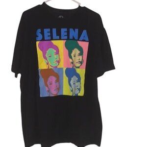 Selena Graphic T-Shirt XXL Black Pop Art Design 100% Cotton